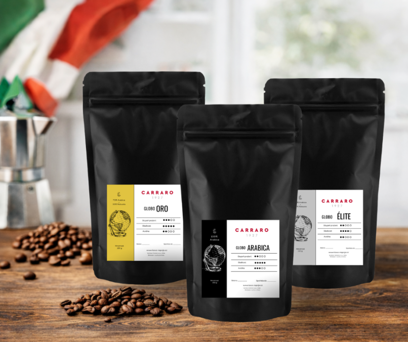 Degustační sada - řada GLOBO, zrnková káva 3x150g